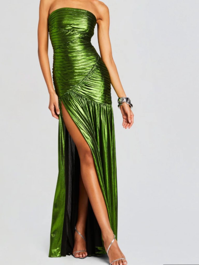 Retrofte Josie Strapless Long Gown Green Size S Nwot